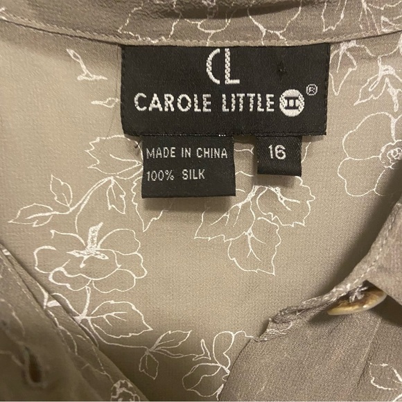 Carole Little Women’s Button Down Silk Sheer Blouse Size 16 Floral Old Money - Picture 5 of 7